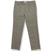 総柄織り ワンタック リネンコットン スラックスパンツ