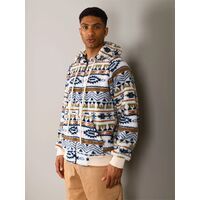 ノルディック柄 ラグラン ジップアップフリースパーカー