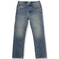 ウォッシュ加工 ワンポイントダメージ レギュラーフィットデニム