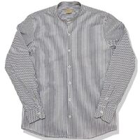 バンドカラー ストライプコットンシャツ