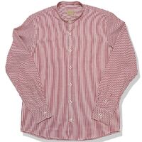 バンドカラー ストライプコットンシャツ