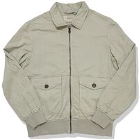 リネンミックス 3ポケット リブ付きジップアップジャケット